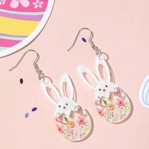 Floral Bunny Easter Earrings